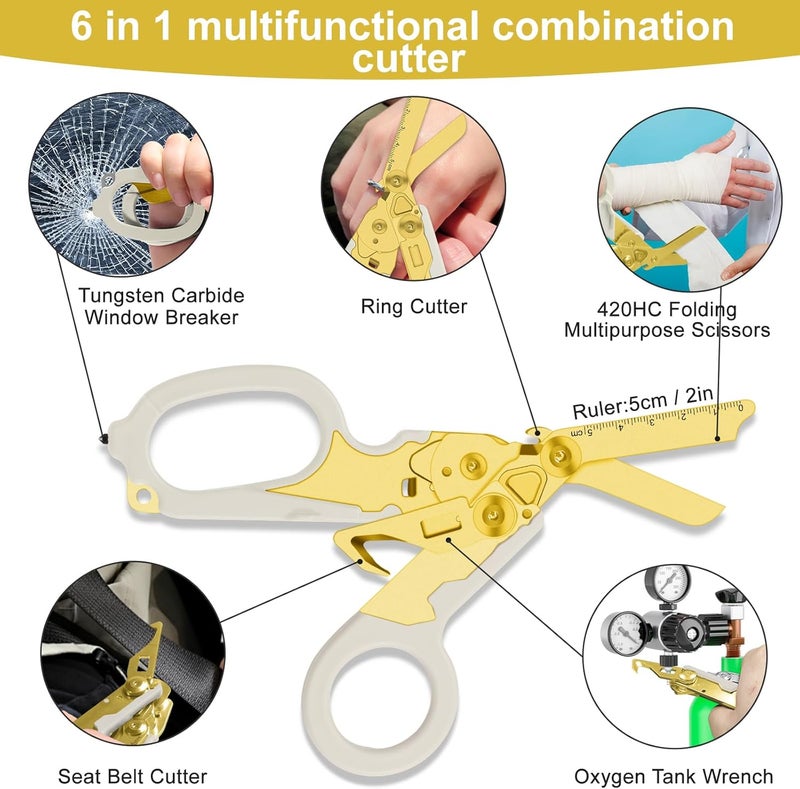 Lemasa 6in1 trauma shears - emergency responders, outdoor emergencies scissor, medical staff, and outdoor camping scissors, ttrauma scissors(Luminous Gold) - Image 3